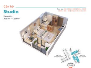 Căn hộ Studio hacom tower